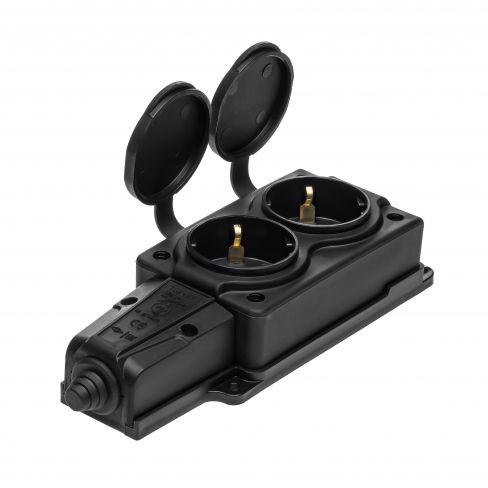 Розетка каучуковая двойная с з/к РБ32-1-0м ОМЕГА IP44  УЭК НОВИНКА!(PKR62-016-2-UA)