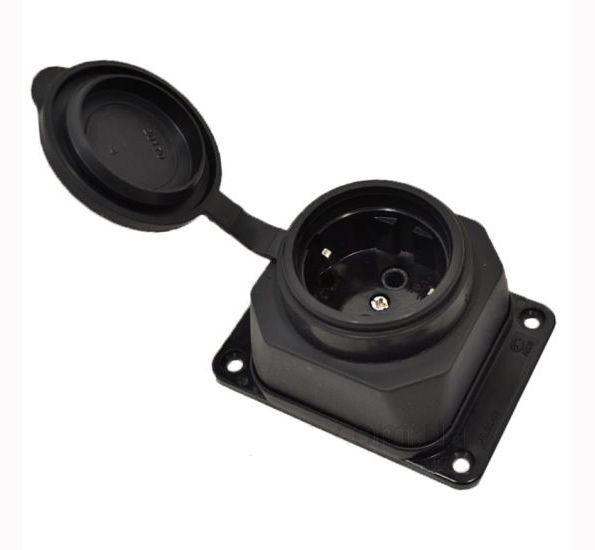 Розетка каучуковая с защитной крышкой настенная РБ13-1-0м  ОМЕГА IP44  УЕК(PKR11-016-2-UA)