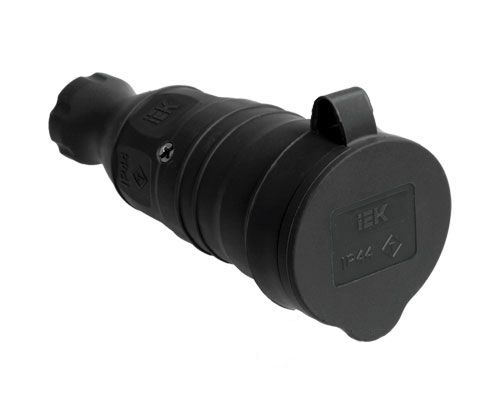 Розетка каучуковая с защитной крышкой переносная с з/к РБп13-1-0м ОМЕГА IP44  УЕК(PKR21-016-2-UA)