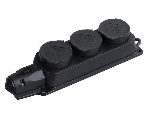 Розетка каучуковая тройная с з/к РБ33-1-0м ОМЕГА IP44  УЭК НОВИНКА!(PKR61-016-2-UA)