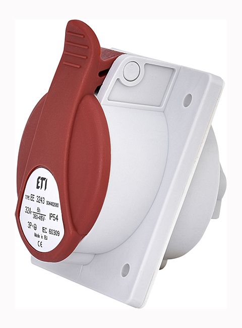 Розетка вбудована EE-3243 ІР54 (32А, 400V, 3P+PE) ETI(4482080)
