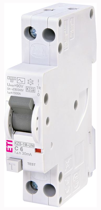 Диф.Автомат KZS-1M UNI C 6/0,03 тип AС 6kA ETI(2176131)