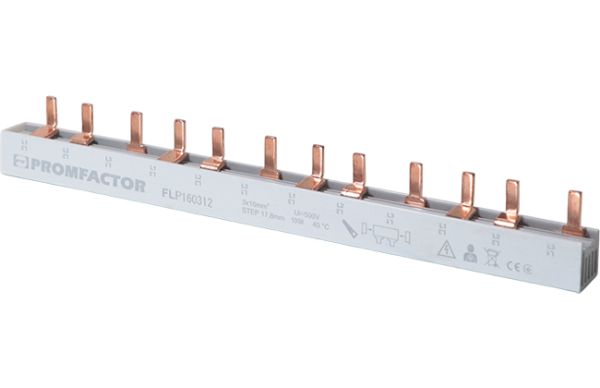 Шина гребінчаста FLP 16мм2 100А 3P 12мод. тип PIN (штир) PF(FLP160312)