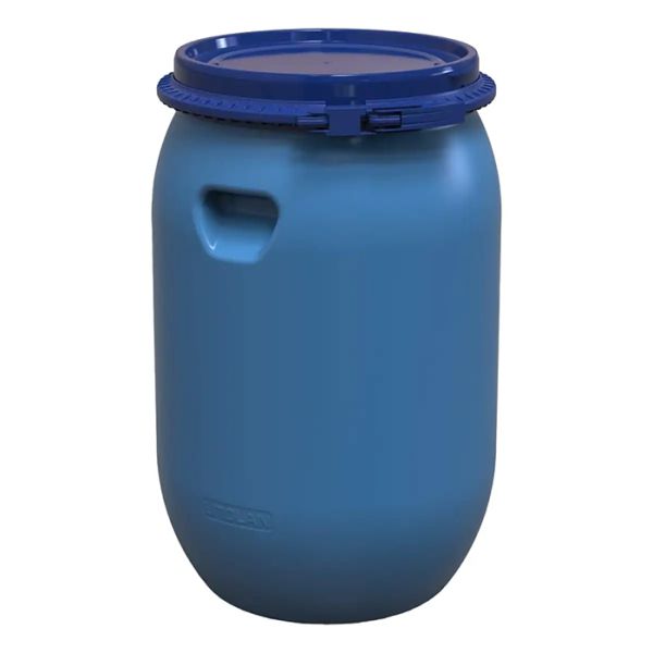 Бочка харчова 45 л (37 см) /3-х шар./ з пластиковим хомутом + засувка, синя(142256)
