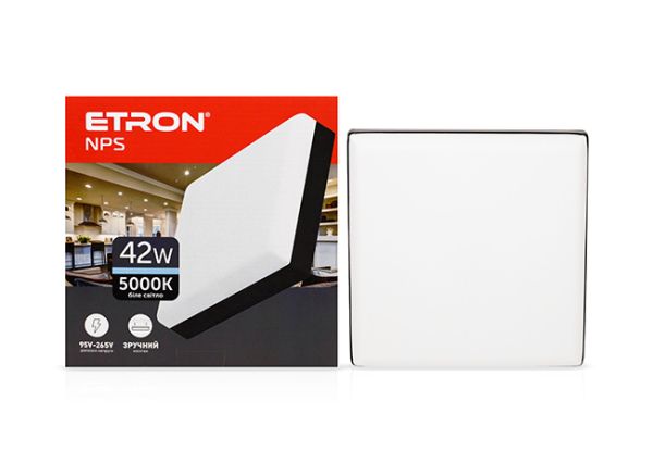 Светильник LED ETRON 42W 5000K квадрат 1-EMP-786 чорний(1-EMP-786)