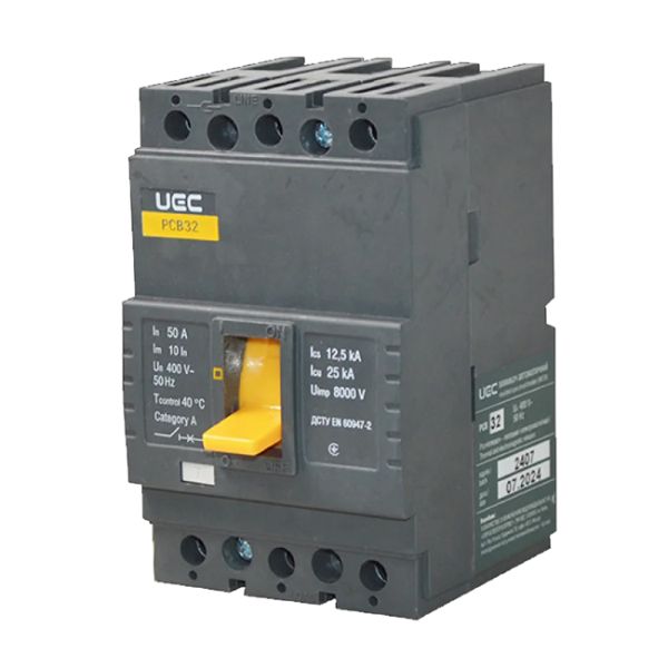 Вимикач  автоматичний PCB32 3Р 50А 25кА UEC(MCCB-PCB-32-3-0050)
