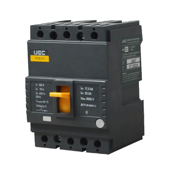 Вимикач  автоматичний PCB33 3Р 100А 35кА UEC(MCCB-PCB-33-3-0100)