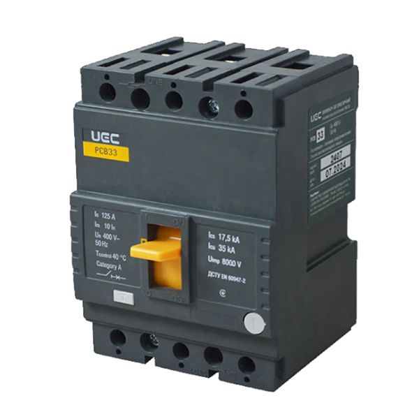 Вимикач  автоматичний PCB33 3Р 125А 35кА UEC(MCCB-PCB-33-3-0125)