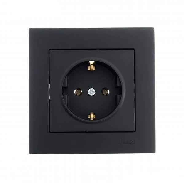 Розетка з з/к Lezard VESNA антрацит(742-4288-122B)