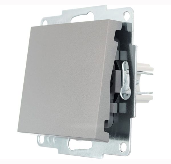 Вимикач 1-кл Lezard VESNA сірий (Платина)(742-3588-100)