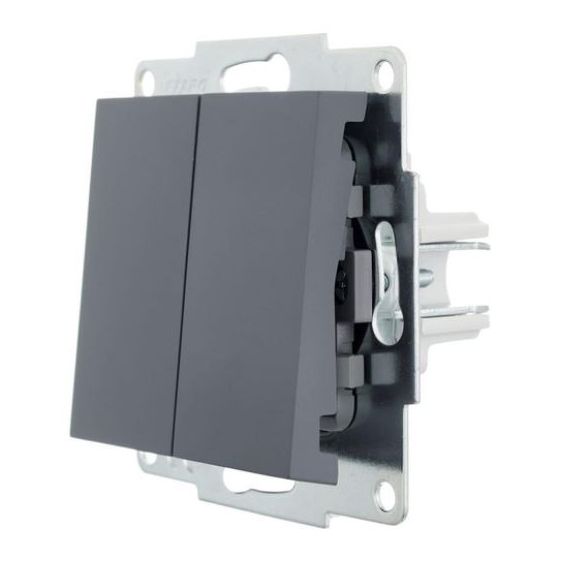 Вимикач 2-кл Lezard VESNA графіт (Шефілд Грей)(742-3488-101)