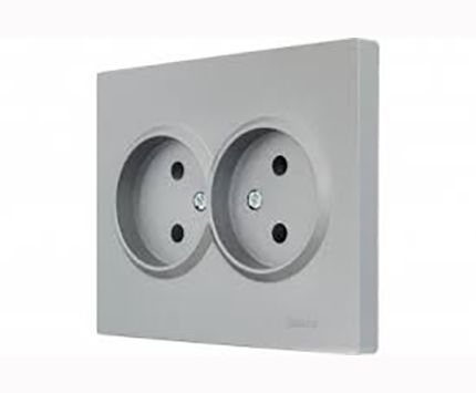 Розетка 2-на без з/к Lezard VESNA сіра (Платина)(742-3500-128B)