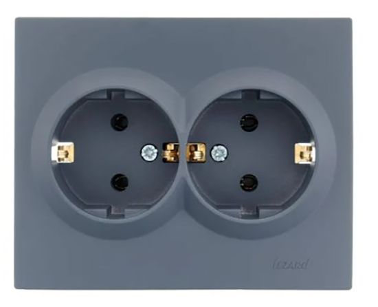 Розетка 2-на з з/к Lezard VESNA графіт (Шефілд Грей)(742-3400-127В)