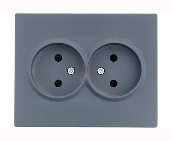 Розетка 2-на без з/к Lezard VESNA графіт (Шефілд Грей)(742-3400-128В)