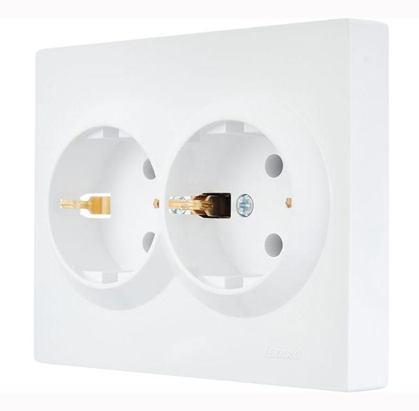 Розетка 2-на з з/к Lezard VESNA біла(742-0200-127В)