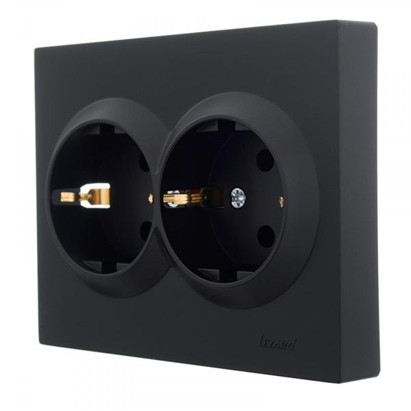 Розетка 2-на з з/к Lezard VESNA антрацит(742-4200-127B)