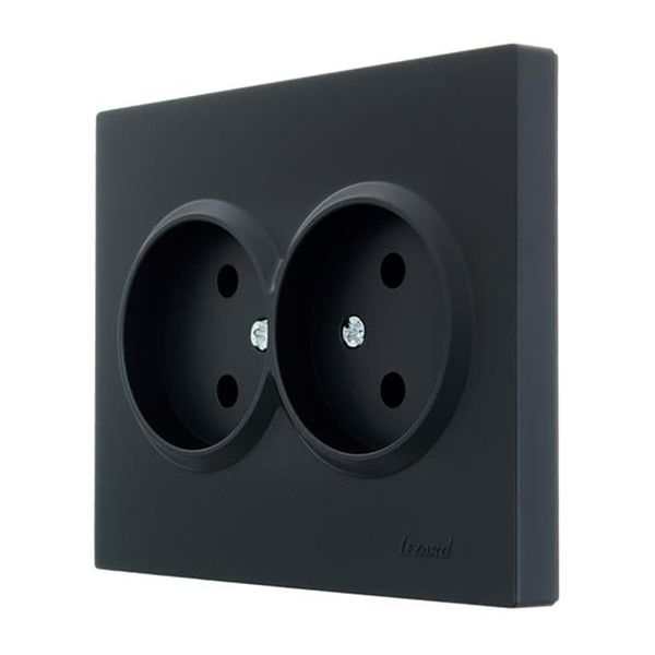 Розетка 2-на без з/к Lezard VESNA антрацит(742-4200-128B)