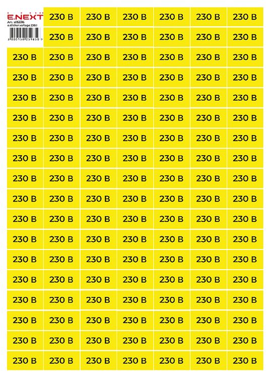 230В 40х20мм e.sticker.voltage.230.1 (102шт/лист) E-Next(s053316)