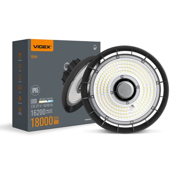 Світильник High Bay 100W 5000K 18000Lm 220V чорный VL-HB01-1005B LED VIDEX(VL-HB01-1005B)