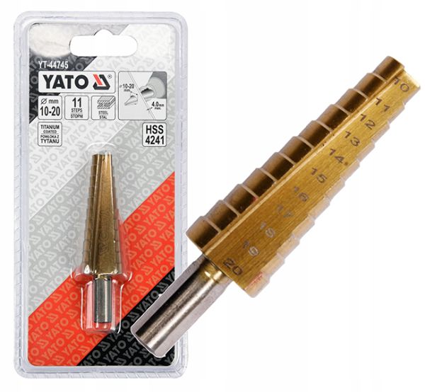 Сверло ступенчатое по металлу 10-20мм титан HSS 4241 YT-44745(YT-44745)