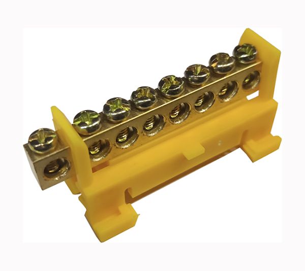 Шина ізольована стійка «N/PE» на DIN-рейку ШЛС6х9-8 жовта TNSy(TNSy5505506)