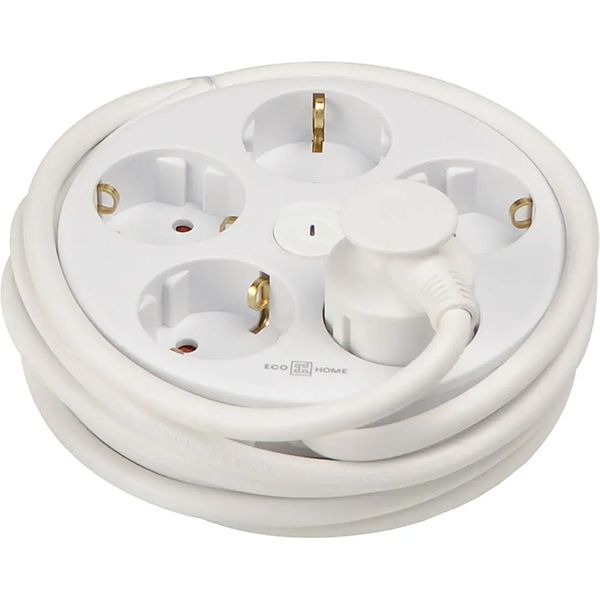 Удлинитель Аско круглый 5гн. 3м с з/к белый серии Ornat Аско(ECO019001013)