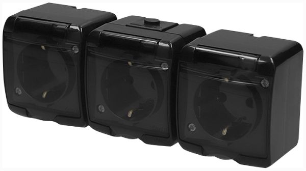 Розетка 3М Hermetics, IP54, (чорн./прозора кришка) RHE-3sd-BL ETI(4668092)