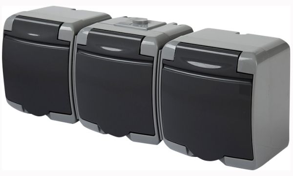 Розетка 3М Hermetics, IP54, (cіра/графіт. кришка) RHE-3s-SRG ETI(4668108)