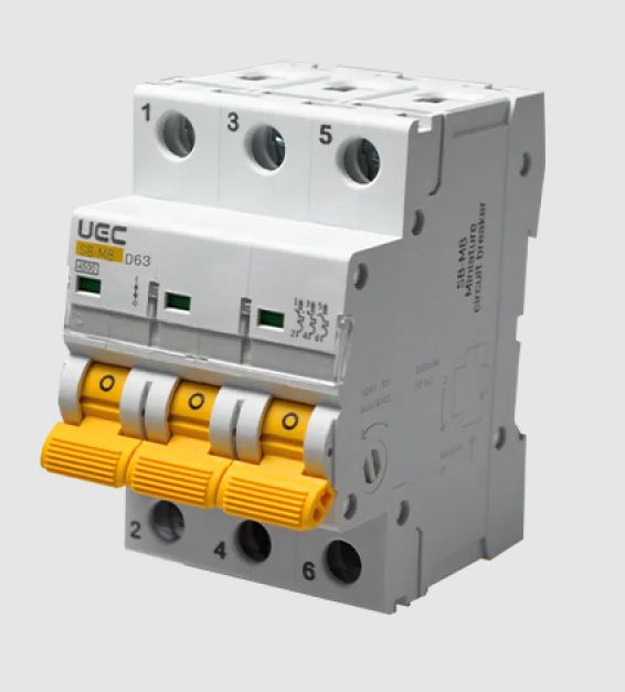 Вимикач автоматичний SB-M8 3P/D63A 4,5кA UEC(MCB45-3-063-D)