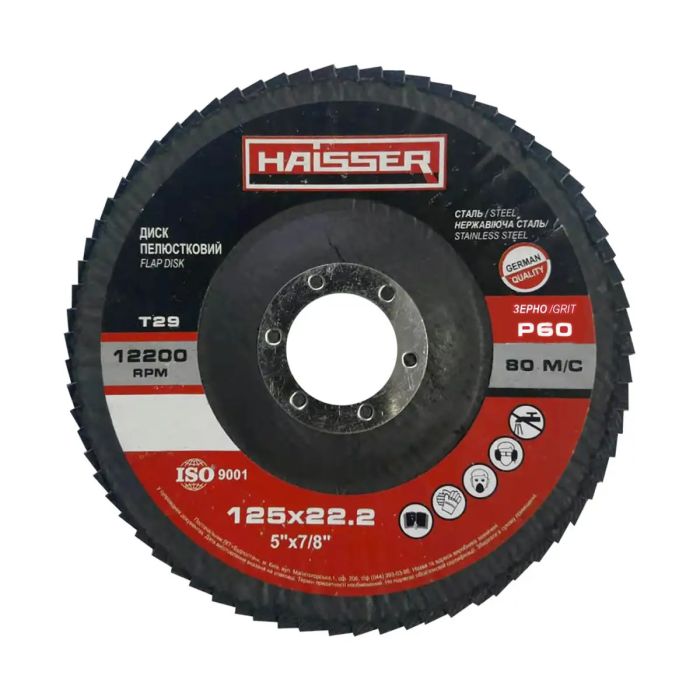 Диск пелюстковий конічний 125*22,2 зерно P60, T29 HAISSER 5411703(5411703)