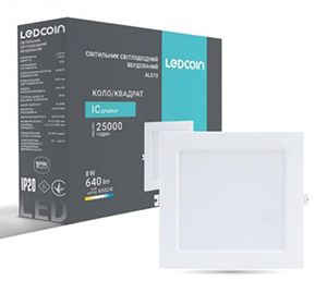 Світильник вріз. квадрат 8W 6500K 640lm ІР20 LEDCOIN білий(8212)