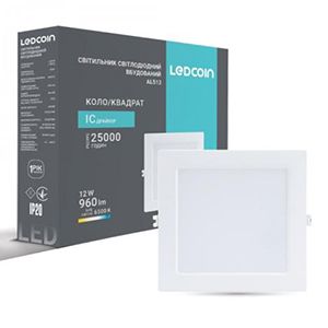 Світильник вріз. квадрат 12W 6500K 960lm ІР20 LEDCOIN білий(8213)