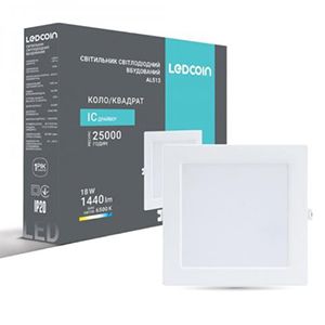 Світильник вріз. квадрат 18W 6500K 1440lm ІР20 LEDCOIN білий(8214)