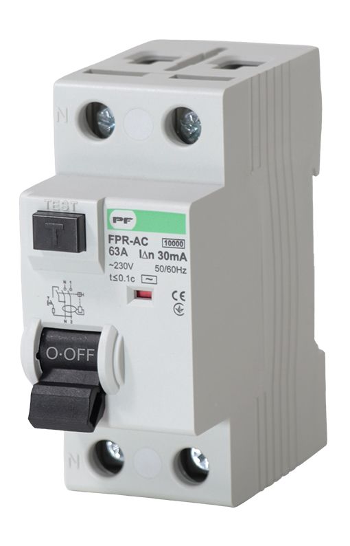Пристрій захистного відключення FPR-AC 63A/0.03A 2P AC Промфактор(FPR2063030AC)