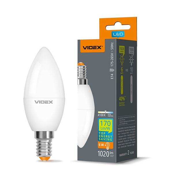 Лампа LED VIDEX C37h 6W E14 4100K VL-C37h-06144(VL-C37h-06144)