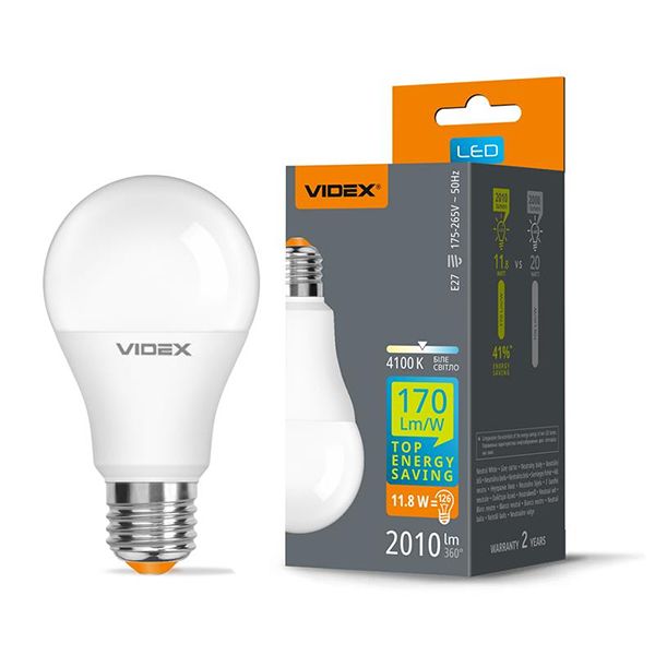 Лампа LED VIDEX A60h 11.8W E27 4100K VL-A60h-11274(VL-A60h-11274)