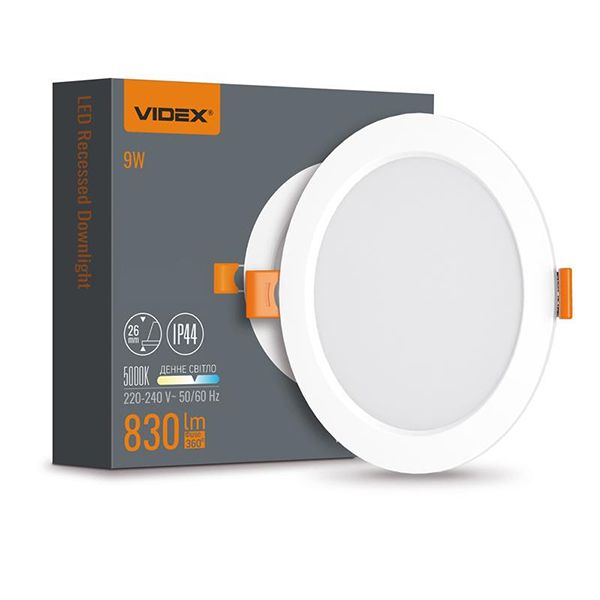 Світильник вбуд. круглий 9W 5000K ІР44 VL-DLBR-095 LED VIDEX(VL-DLBR-095)
