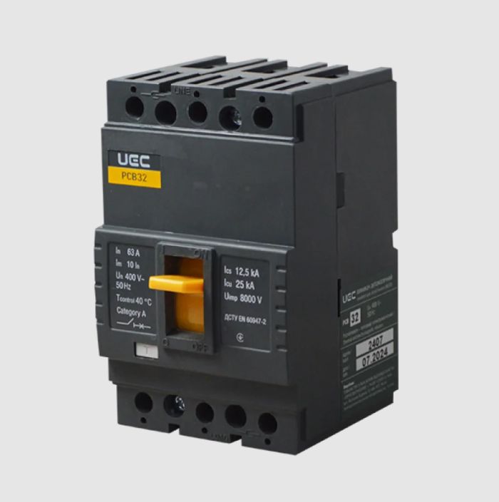 Вимикач  автоматичний PCB32 3Р 63А 25кА UEC(MCCB-PCB-32-3-0063)