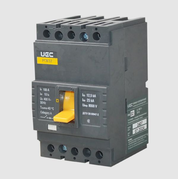 Вимикач  автоматичний PCB32 3Р 100А 25кА UEC(MCCB-PCB-32-3-0100)