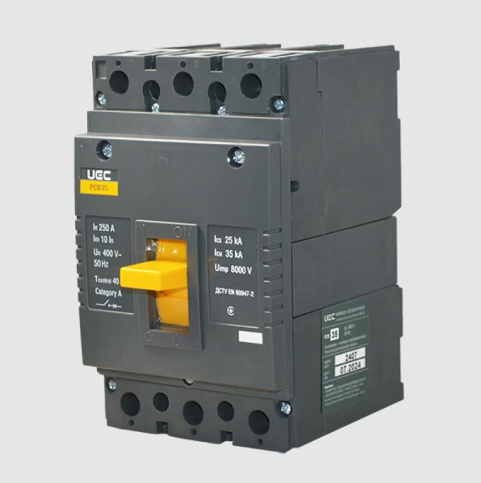 Вимикач  автоматичний PCB35 3Р 250А 35кА UEC(MCCB-PCB-35-3-0250)