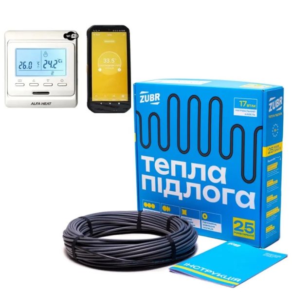 Кабель нагревательный ZUBR DC Cable 17 / 1340Вт 79м 7,9-9,9м2