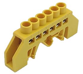 Шина універсальна ізольована «N/PE» на DIN-рейку ШЛУ6х9-6 жовта TNSy(TNSy5503143)