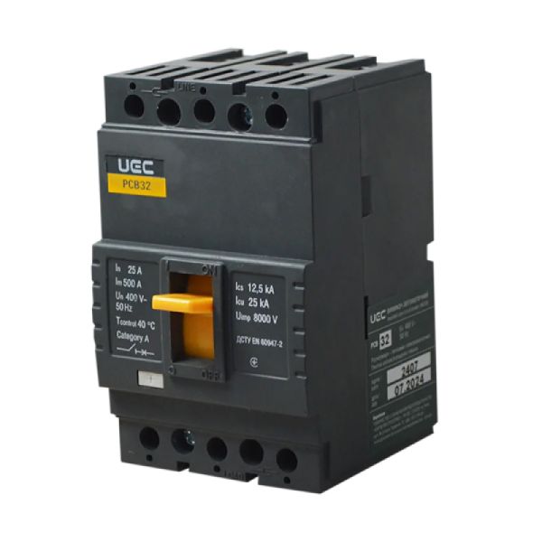Вимикач  автоматичний PCB32 3Р 25А 25кА UEC(MCCB-PCB-32-3-0025)