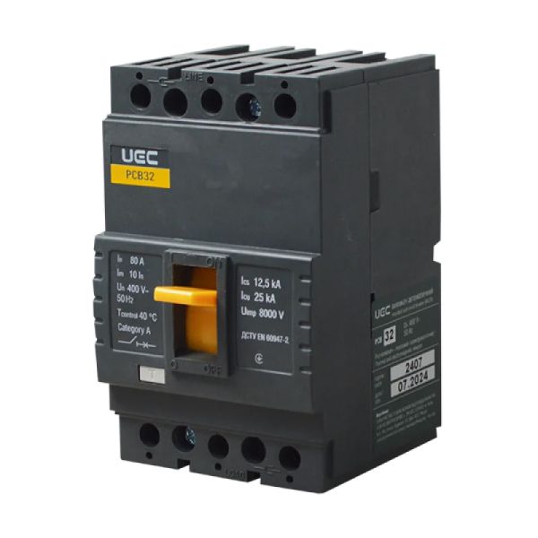 Вимикач  автоматичний PCB32 3Р 80А 25кА UEC(MCCB-PCB-32-3-0080)