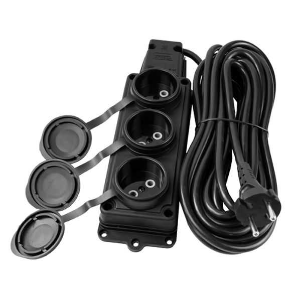 Подовжувач чорний  VIOLUX 3p 5м 2х1,5 ІР44 каучук 933052(933052)