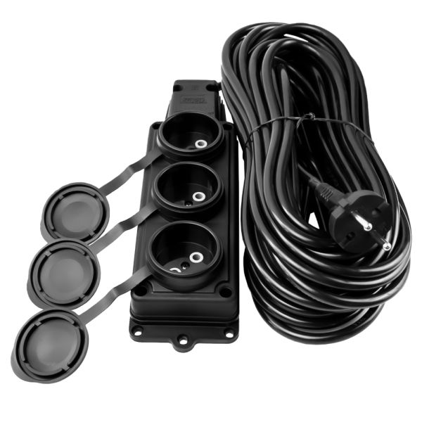 Подовжувач чорний  VIOLUX 3p 10м 2х1,5 ІР44 каучук 933102(933102)