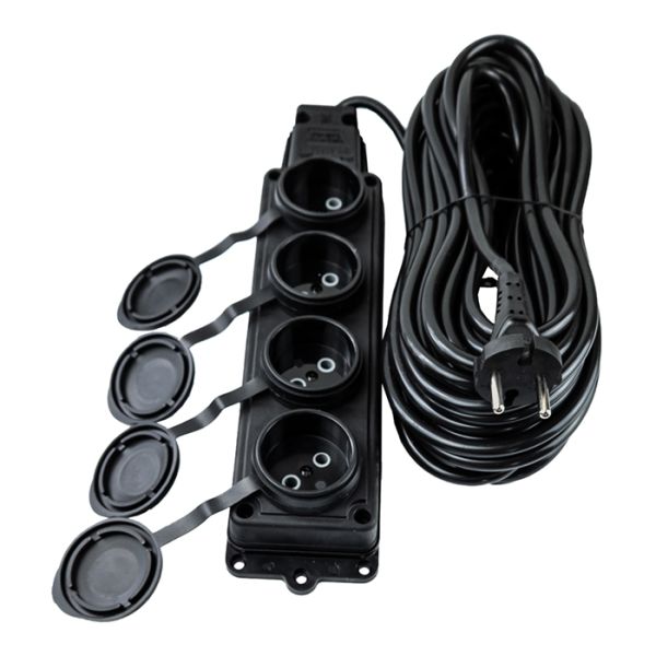 Подовжувач чорний  VIOLUX 4p 10м 2х1,5 ІР44 каучук 934102(934102)