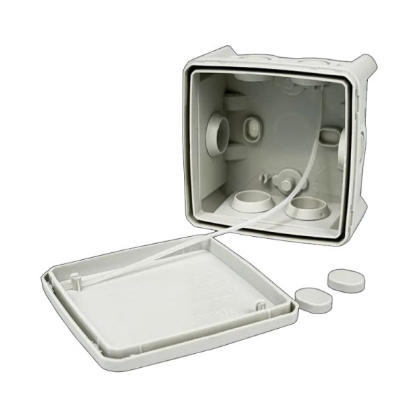 Коробка монтажна для відкритого встановлення 100х100х50мм (зовн. 115х115х54мм) IP65 сіра UEC(JB-100-100-050-G-IP65-GR)