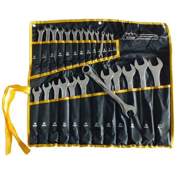 Набір ключів комбінованих 25шт (6-28,30,32мм) в чохлі  Сталь 48034(48034)