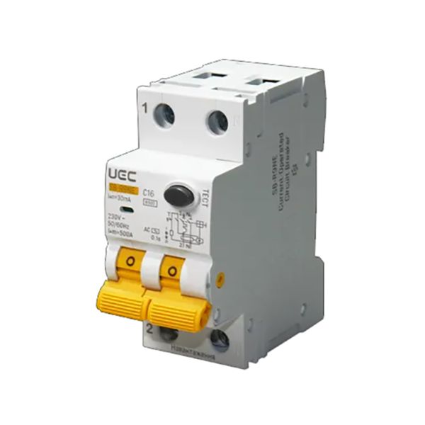 Автомат диференційного захисту SB-R9NE 2P C 16A 30mA тип AC 6kA UEC(RCBO60-2-016-C-030-AC)